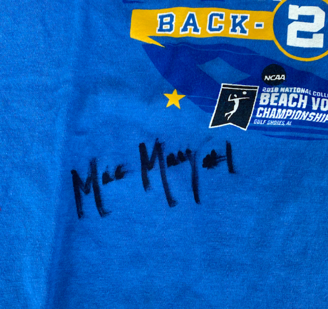 Mac May UCLA Beach Volleyball SIGNED Back-2-Back National Champions Shirt (Size XL)