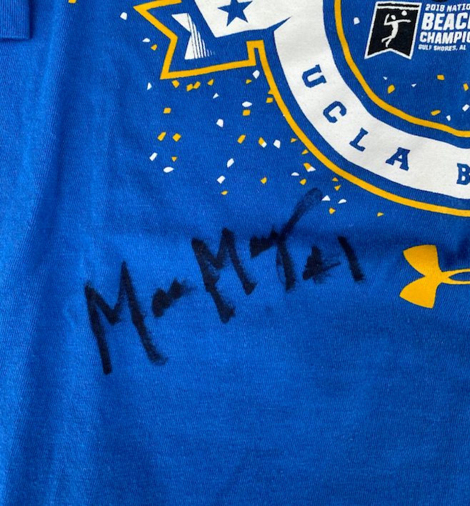 Mac May UCLA Beach Volleyball SIGNED 2018 National Champions Shirt (Size XL)