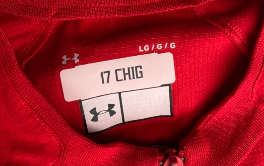 Chigoziem Okonkwo Maryland Football Exclusive Quarter-Zip Pullover with Number on Back (Size L)