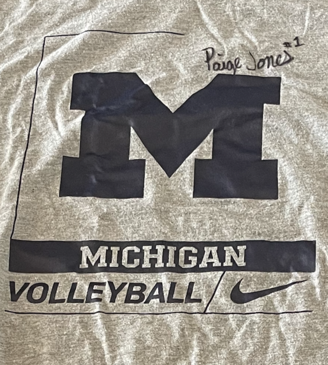 Paige Jones Michigan Volleyball Team Issued SIGNED Practice Shirt (Size L)