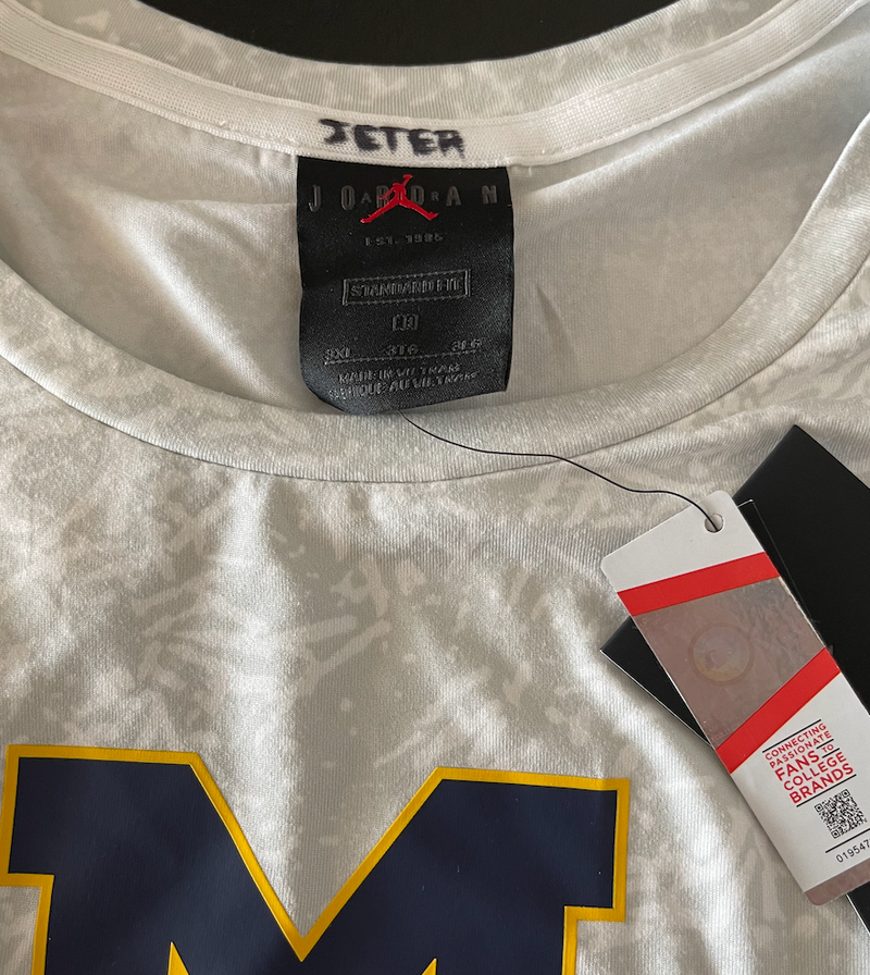 Donovan Jeter Michigan Football Team Issued Jordan Shirt (Size 3XL)