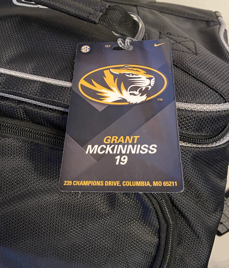Grant McKinniss Missouri Football Exclusive Travel Suitcase with Player Tag