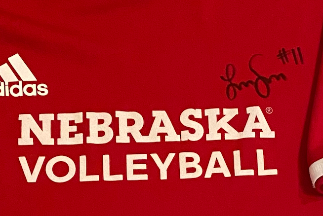 Lexi Sun Nebraska Volleyball SIGNED Pre-Game Warm-Up Shirt with Number on Back (Size L)