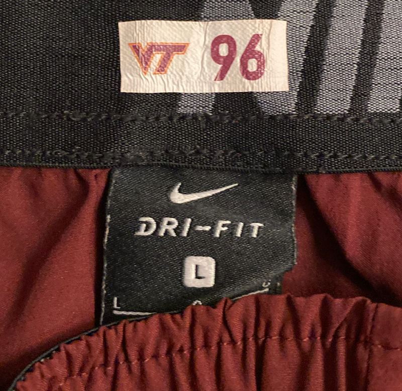 John Parker Romo Virginia Tech Football Team Issued Workout Shorts with Player Tag (Size L)