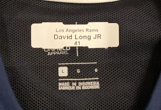 David Long Jr. St. Louis / Los Angeles Rams Team Issued Exclusive "On Field" Sideline Jacket with Player Tag (Size L)