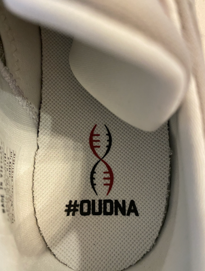 Reeves Mundschau Oklahoma Football Player Exclusive Jordan "OUDNA" Shoes (Size 12)