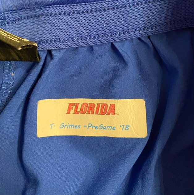 Trevon Grimes Floirida Football Team Issued Workout Shorts with Player Tag - Given to Feleipe Franks (Size L)