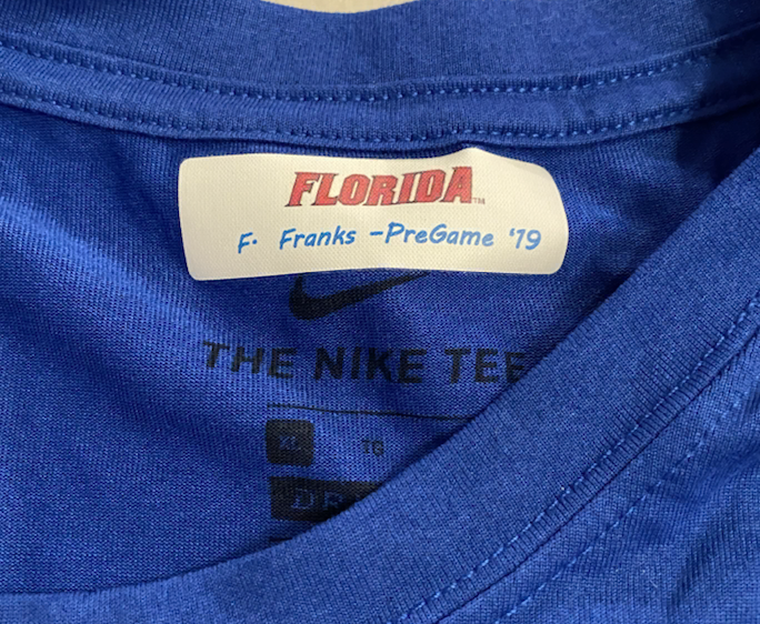 Feleipe Franks Floirida Football Team Issued Pre-Game Workout T-Shirt with Player Tag (Size XL)