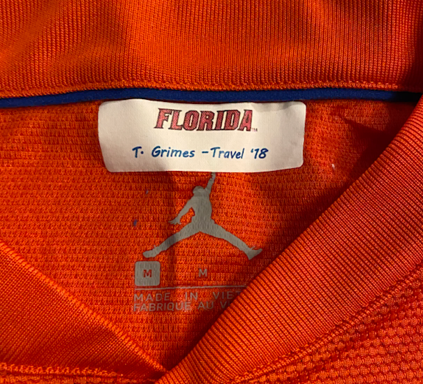 Trevon Grimes Floirida Football Team Issued Travel Polo with Player Tag - Given to Feleipe Franks (Size M)