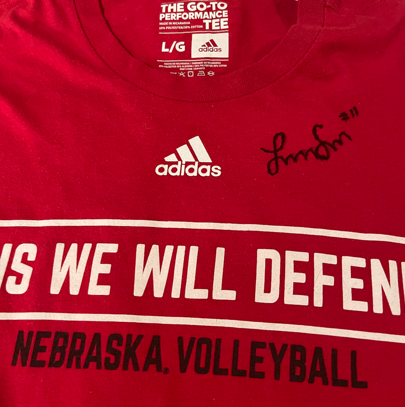 Lexi Sun Nebraska Volleyball SIGNED "THIS WE WILL DEFEND" Practice Shirt with NUMBER ON BACK (Size L)