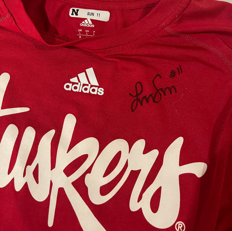 Lexi Sun Nebraska Volleyball SIGNED "HUSKERS VOLLEYBALL" Practice Shirt with PLAYER TAG (Size L)