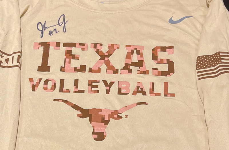 Jhenna Gabriel Texas Volleyball SIGNED Team Exclusive Salute to Service Long Sleeve Shirt (Size M)