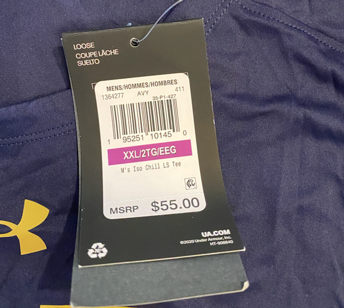 Mike McCray Notre Dame Football Under Armour Long Sleeve Shirt (Size 2XL)
