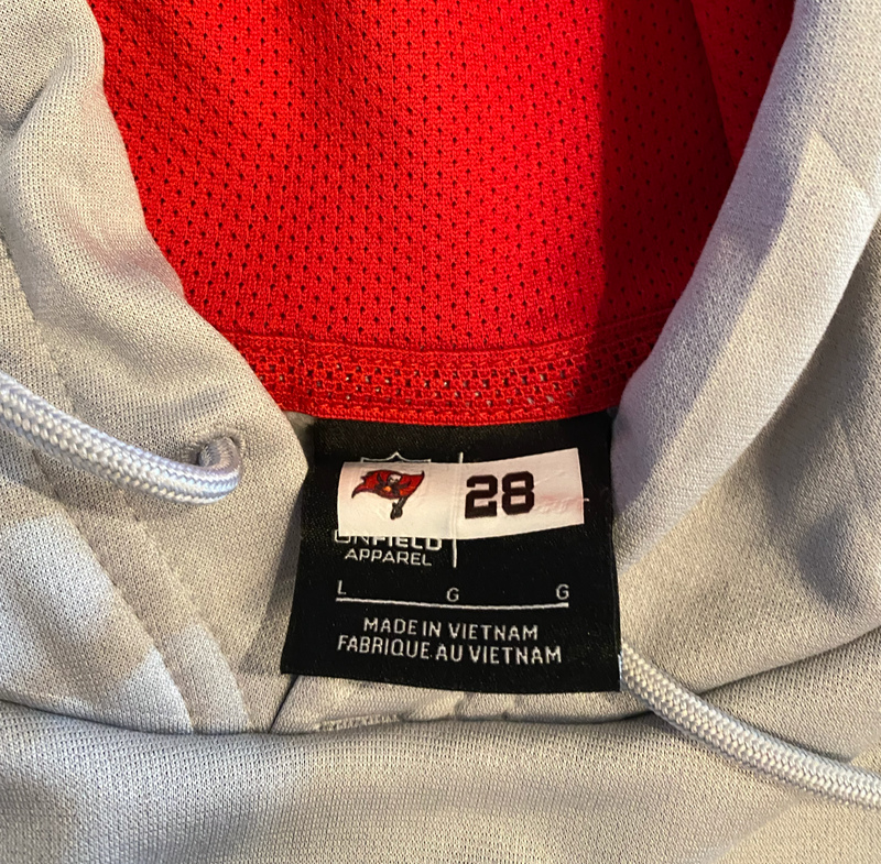 Lawrence White Tampa Bay Buccaneers Team Issued Sweatshirt with Player Tag (Size L)