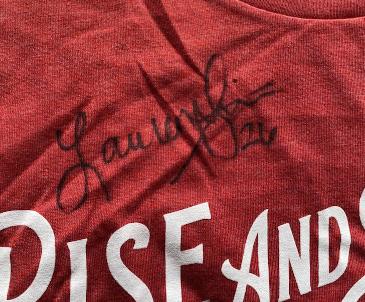 Lauren Stivrins Nebraska Volleyball SIGNED Exclusive "RISE AND SLIDE" Custom T-Shirt (LIMITED QUANTITIES)