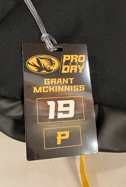Grant McKinniss Missouri Football Team Exclusive Travel Backpack with Pro Day Name Tag