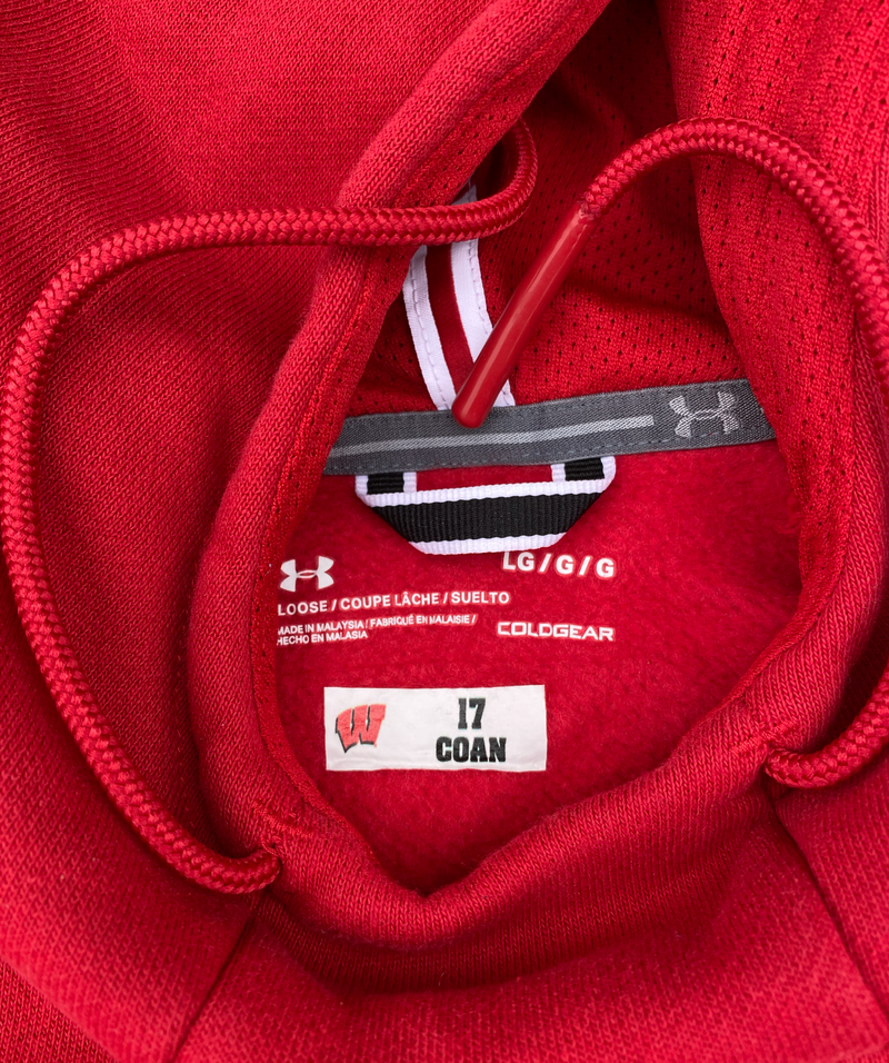 Jack Coan Wisconsin Football Team Issued Sweatshirt with Player Tag (Size L)