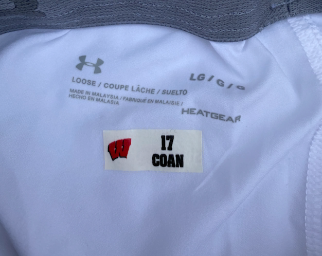 Jack Coan Wisconsin Football Team Issued Workout Shorts with Player Tag (Size L)