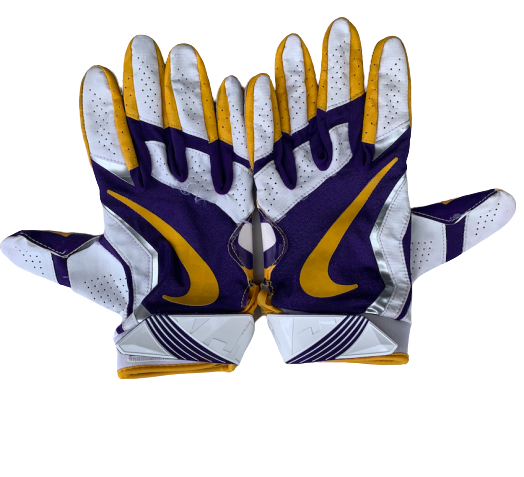 Breiden Fehoko LSU Football Nike Gloves (Size XL)