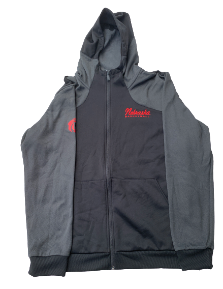 Michael Jacobson Nebraska Basketball Adidas Derrick Rose Zip-Up Jacket With Hood (Size XL)