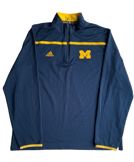 Brendan Warren Michigan Hockey Adidas 1/4 Zip Jacket (Size L)
