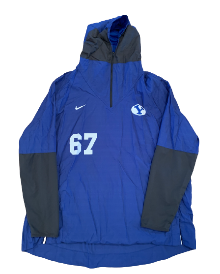 Brady Christensen BYU Football Player-Exclusive 1/4 Zip Windbreaker With Name and Number (Size XXXL)