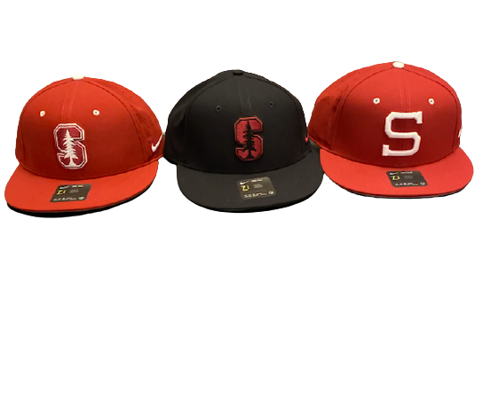 Brendan Beck Stanford Baseball Team Authentic Set of (3) Game Hats (Size 7 1/4)