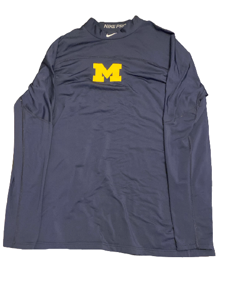 Blake Beers Michigan Baseball Team Issued Nike Pro Compression Workout Shirt (Size XL)