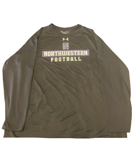 Jeffery Pooler Jr. Northwestern Football Team Issued Long Sleeve Shirt with Player Tag (Size XL)