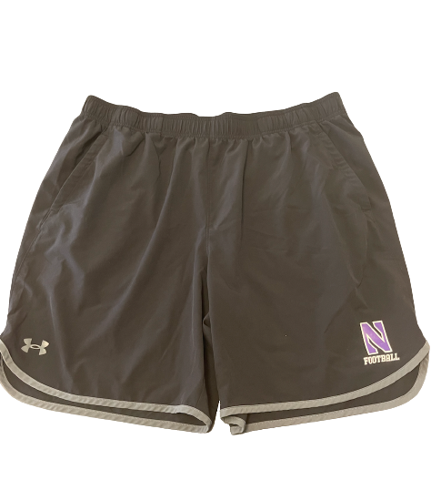Jeffery Pooler Jr. Northwestern Football Team Issued Workout Shorts with Player Tag (Size XXL)