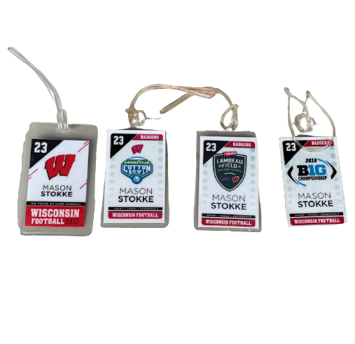 Mason Stokke Wisconsin Football Player Tags (Set of 4)