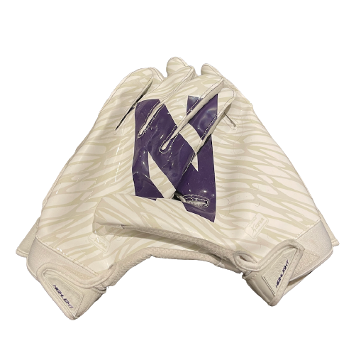 Jeremy Meiser Northwestern Football Player Exclusive Football Gloves (Size 2XL)