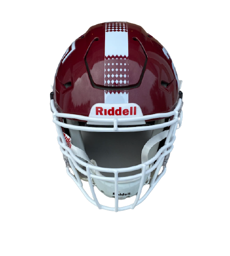 flat maroon football helmets Elijah Clark Temple Football Game Worn Helmet