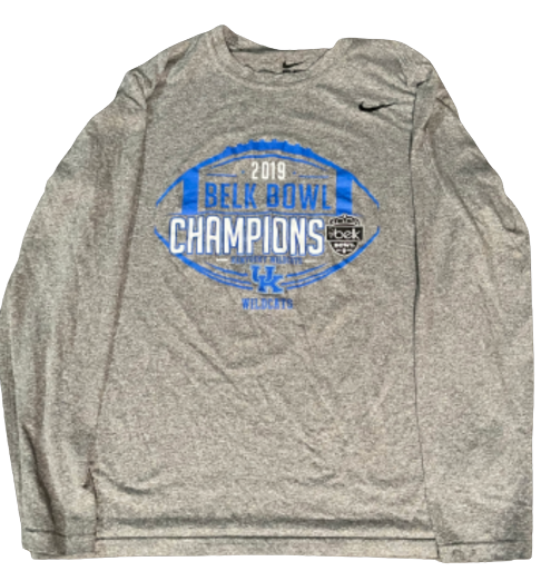 Terry Wilson Kentucky Football Team Exclusive "2019 Belk Bowl Champions" Long Sleeve Shirt (Size L)