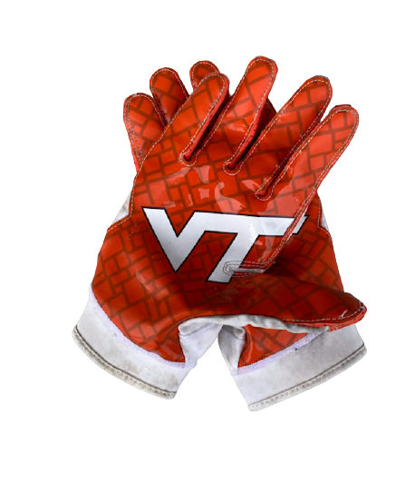 Jermaine Waller Virginia Tech Football Player Exclusive Gloves (Size XL)