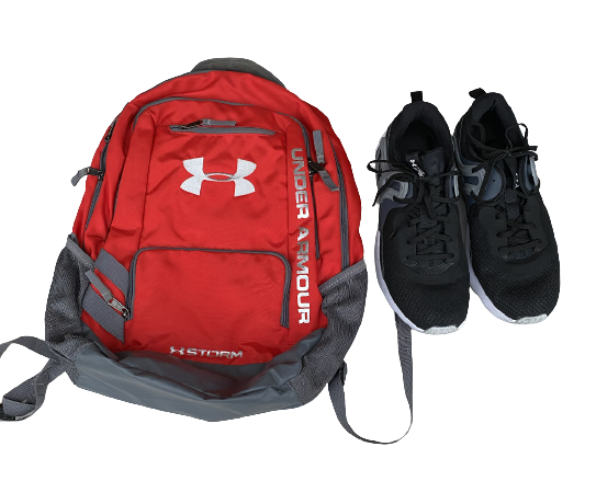 Chigoziem Okonkwo Maryland Football Team Issued Under Armour Training Shoes (Size 13) and Backpack