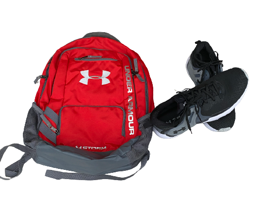 Chigoziem Okonkwo Maryland Football Team Issued Under Armour Training Shoes (Size 13) and Backpack