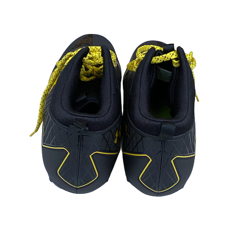 Chigoziem Okonkwo Maryland Football Team Issued Black/Yellow Under Armour Cleats (Size 14)