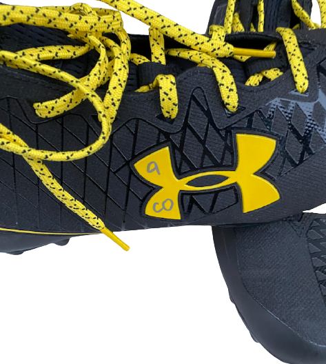 Chigoziem Okonkwo Maryland Football Team Issued Black/Yellow Under Armour Cleats (Size 14)