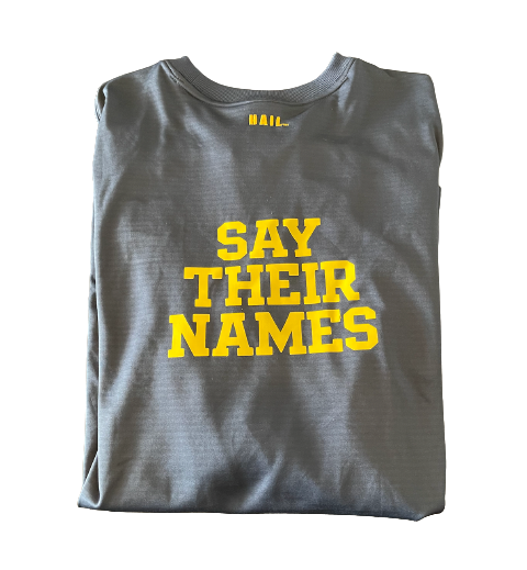 Paige Jones Michigan Volleyball Team Exclusive Worn Warm-Up Shirt with Number & "Say Their Names" On Back (Size M)