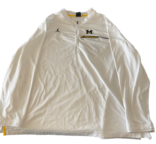 Jordan Whittley Michigan Football Team Issued Quarter-Zip Pullover (Size 4XL)