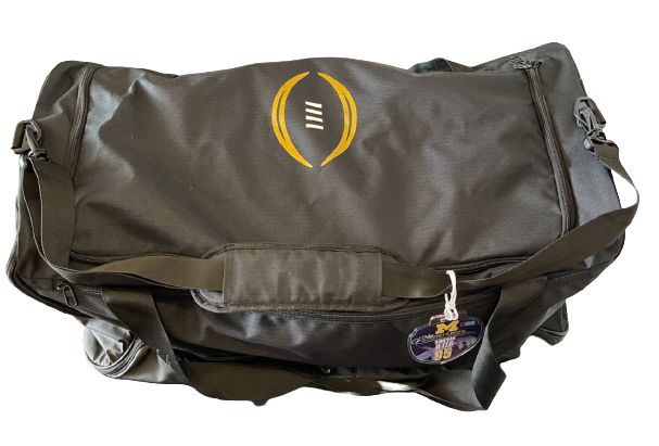 Donovan Jeter Michigan Football Exclusive College Football Playoff Large Travel Duffel Bag with Orange Bowl Player Travel Tag