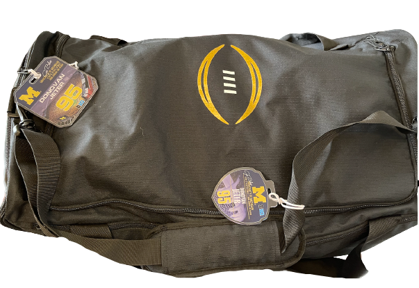 Donovan Jeter Michigan Football Exclusive College Football Playoff Large Travel Duffel Bag with Orange Bowl Player Travel Tag