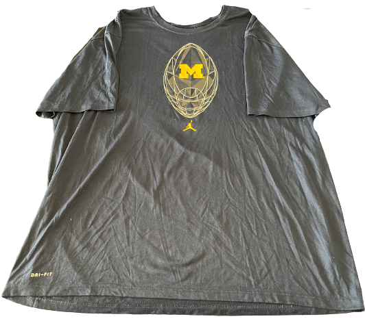 Donovan Jeter Michigan Football Team Issued Jordan Shirt with Player Tag (Size 3XL)