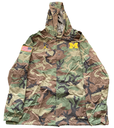 Donovan Jeter Michigan Football Team Issued Camo Military Appreciation Jacket (Size 3XL)