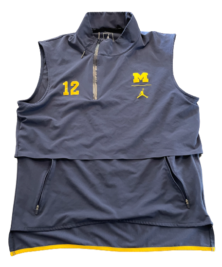Josh Ross Michigan Football Player Exclusive Sleeveless Pre-Game Warm-Up Jacket with 