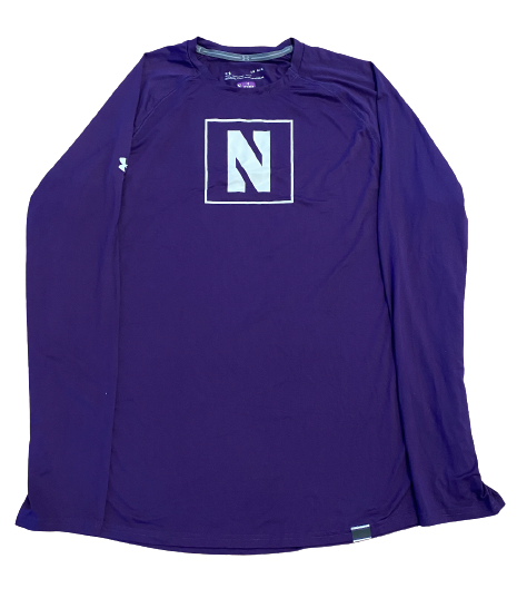Kyric McGowan Northwestern Football Team Issued Long Sleeve Shirt with Player Tag (Size L)