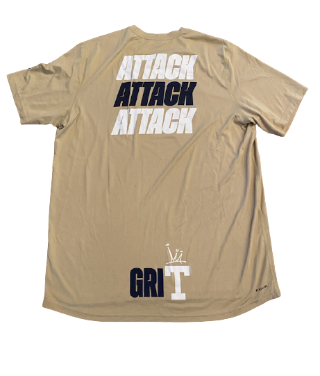 Kyric McGowan Georgia Tech Football Player Exclusive "ATTACK ATTACK ATTACK / GRIT" Practice Shirt (Size XLT)