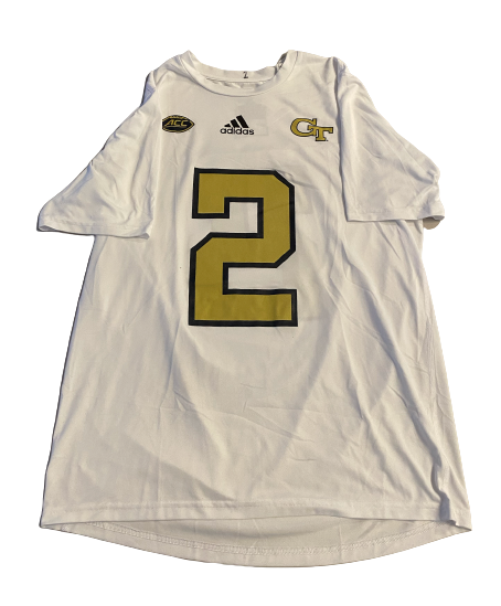 Kyric McGowan Georgia Tech Football Player Exclusive Pre-Game Warm-Up Shirt (Size LT)