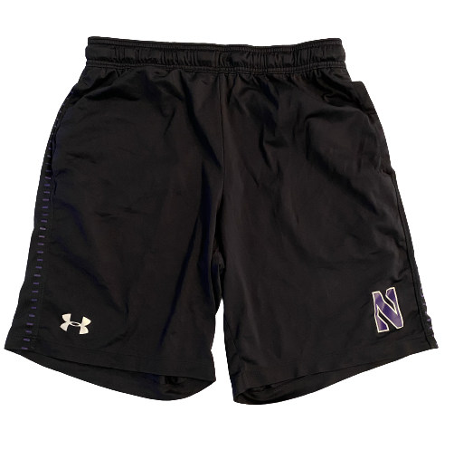 Kyric McGowan Northwestern Football Team Issued Shorts with Player Tag (Size L)